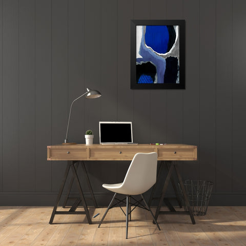 Cobalt Abstract I Black Modern Wood Framed Art Print by Studio W