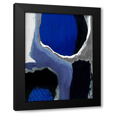Cobalt Abstract I Black Modern Wood Framed Art Print with Double Matting by Studio W