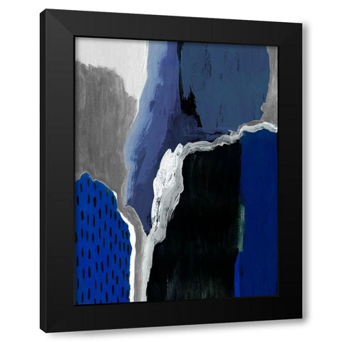 Cobalt Abstract II Black Modern Wood Framed Art Print by Studio W