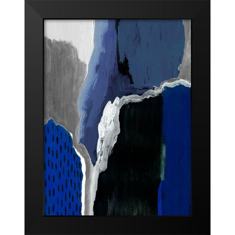 Cobalt Abstract II Black Modern Wood Framed Art Print by Studio W