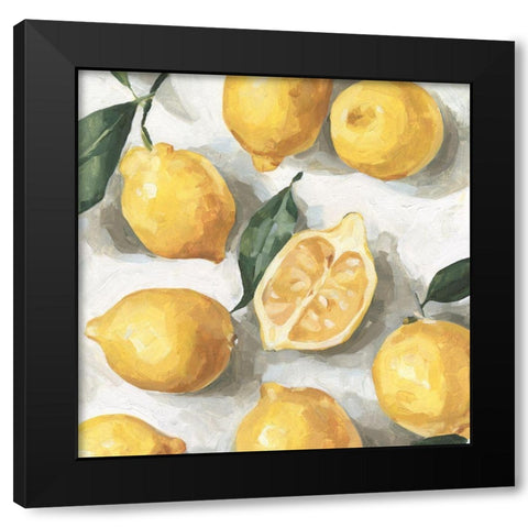 Fresh Lemons I Black Modern Wood Framed Art Print with Double Matting by Caroline, Emma