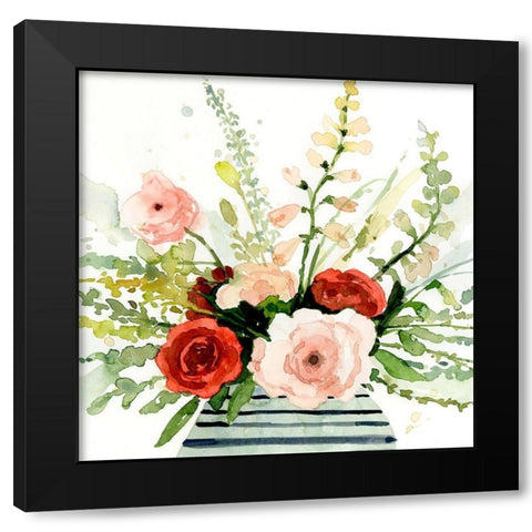 Splashy Bouquet I Black Modern Wood Framed Art Print with Double Matting by Barnes, Victoria