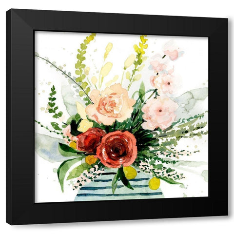 Splashy Bouquet II Black Modern Wood Framed Art Print by Barnes, Victoria