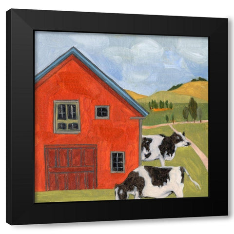 House in the Field I Black Modern Wood Framed Art Print with Double Matting by Wang, Melissa