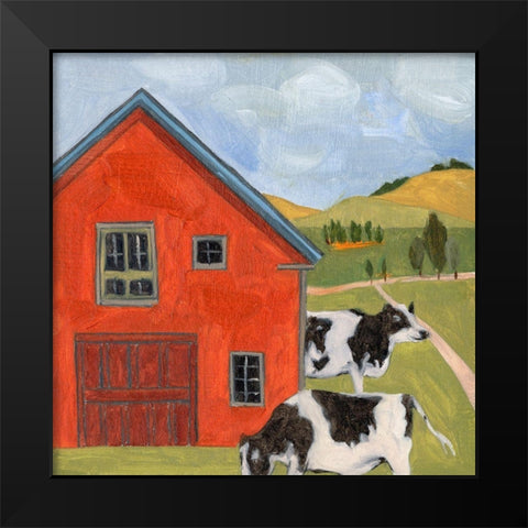 House in the Field I Black Modern Wood Framed Art Print by Wang, Melissa