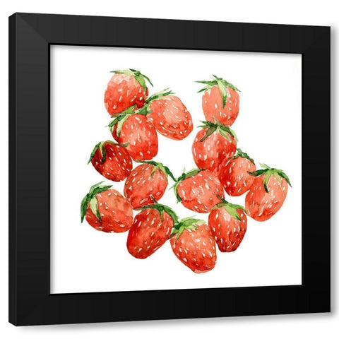 Strawberry Picking I Black Modern Wood Framed Art Print by Warren, Annie