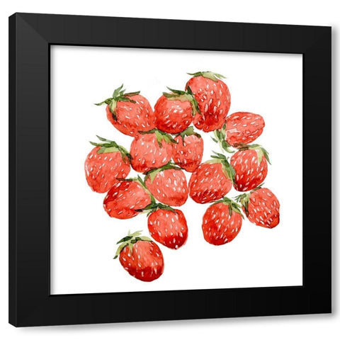 Strawberry Picking II Black Modern Wood Framed Art Print with Double Matting by Warren, Annie