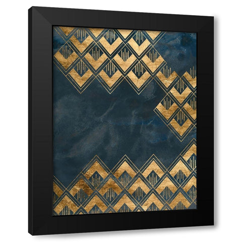Deco Pattern in Blue III Black Modern Wood Framed Art Print by Vess, June Erica