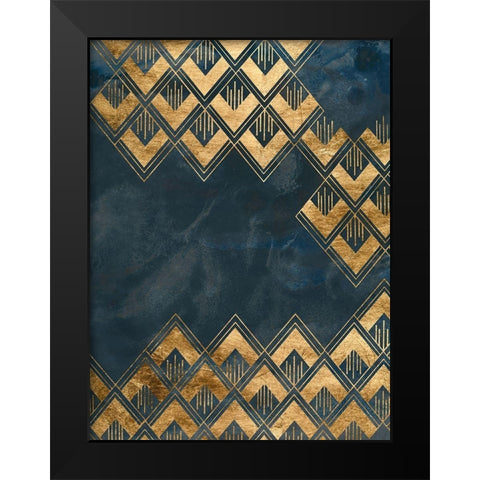 Deco Pattern in Blue III Black Modern Wood Framed Art Print by Vess, June Erica