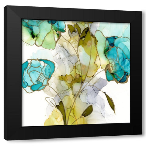 Flower Facets V Black Modern Wood Framed Art Print with Double Matting by Goldberger, Jennifer