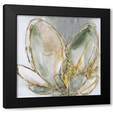 Blooming Gold I Black Modern Wood Framed Art Print with Double Matting by Goldberger, Jennifer