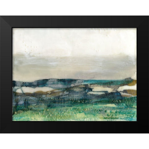 Aqua Hills I Black Modern Wood Framed Art Print by Goldberger, Jennifer