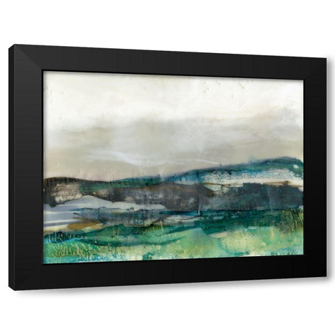 Aqua Hills II Black Modern Wood Framed Art Print with Double Matting by Goldberger, Jennifer