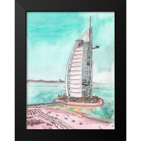 Day Landing Dubai I Black Modern Wood Framed Art Print by Wang, Melissa