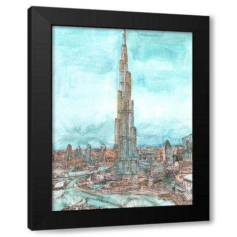 Day Landing Dubai II Black Modern Wood Framed Art Print with Double Matting by Wang, Melissa