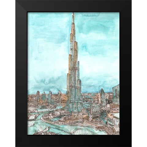 Day Landing Dubai II Black Modern Wood Framed Art Print by Wang, Melissa