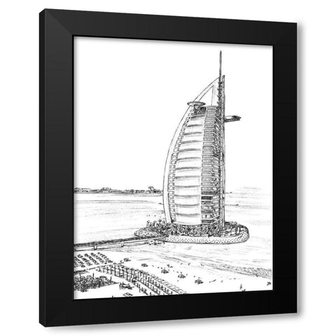 Dubai in Black and White I Black Modern Wood Framed Art Print with Double Matting by Wang, Melissa