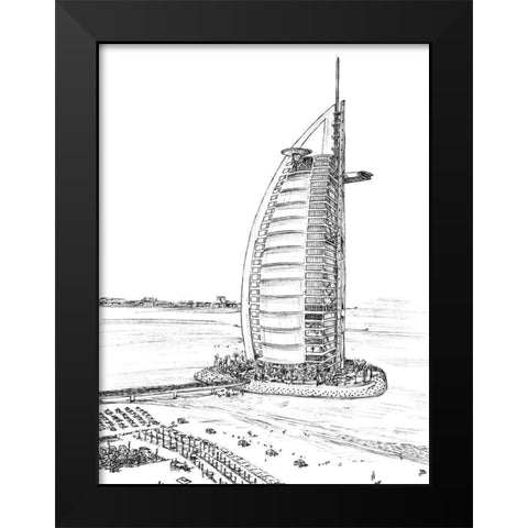 Dubai in Black and White I Black Modern Wood Framed Art Print by Wang, Melissa