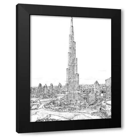 Dubai in Black and White II Black Modern Wood Framed Art Print with Double Matting by Wang, Melissa