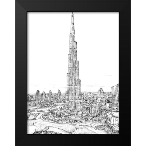 Dubai in Black and White II Black Modern Wood Framed Art Print by Wang, Melissa