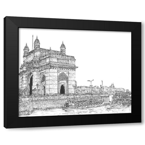 India in Black and White I Black Modern Wood Framed Art Print with Double Matting by Wang, Melissa