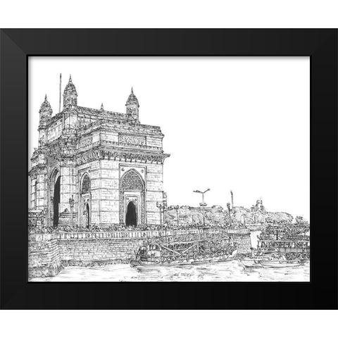 India in Black and White I Black Modern Wood Framed Art Print by Wang, Melissa