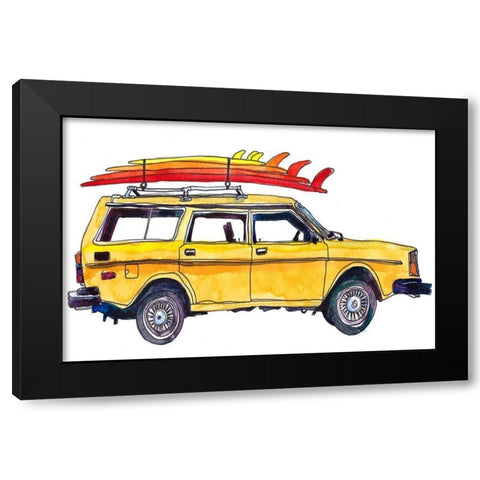 Surfin Wheels V Black Modern Wood Framed Art Print by McCreery, Paul