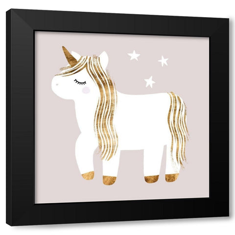 Sleepy Unicorn I Black Modern Wood Framed Art Print with Double Matting by Barnes, Victoria