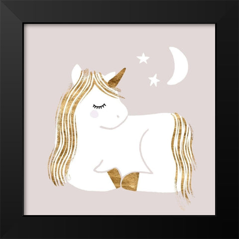 Sleepy Unicorn II Black Modern Wood Framed Art Print by Barnes, Victoria