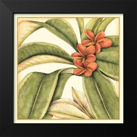 Tropical Blooms and Foliage I Black Modern Wood Framed Art Print by Goldberger, Jennifer