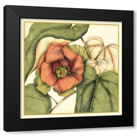 Tropical Blooms and Foliage IV Black Modern Wood Framed Art Print by Goldberger, Jennifer