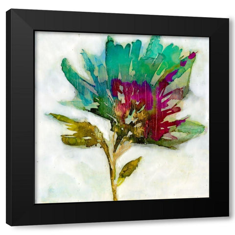 Fuchsia Splash I Black Modern Wood Framed Art Print with Double Matting by Goldberger, Jennifer