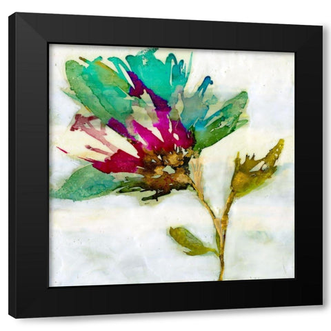 Fuchsia Splash II Black Modern Wood Framed Art Print with Double Matting by Goldberger, Jennifer