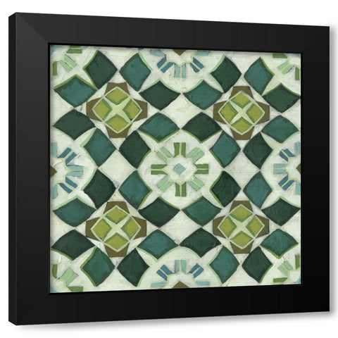 Palm Piazza Tile II Black Modern Wood Framed Art Print by Vess, June Erica