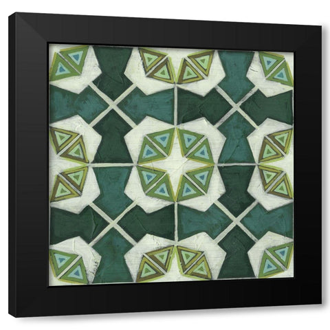 Palm Piazza Tile IV Black Modern Wood Framed Art Print by Vess, June Erica