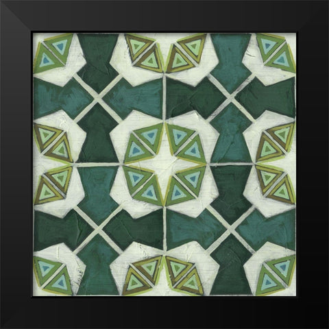 Palm Piazza Tile IV Black Modern Wood Framed Art Print by Vess, June Erica