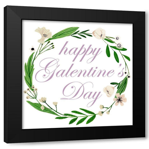 Happy Galentines Day I Black Modern Wood Framed Art Print by Wang, Melissa