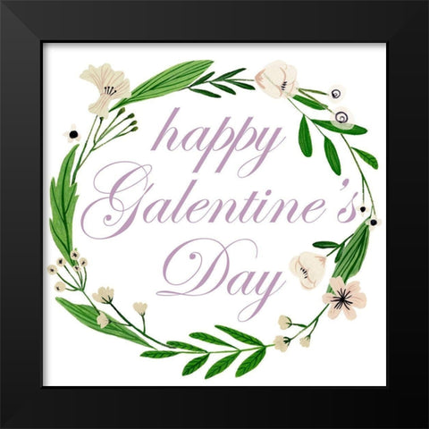 Happy Galentines Day I Black Modern Wood Framed Art Print by Wang, Melissa