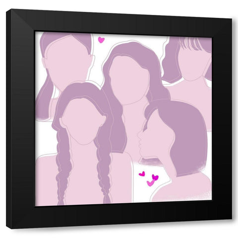 Happy Galentines Day III Black Modern Wood Framed Art Print with Double Matting by Wang, Melissa