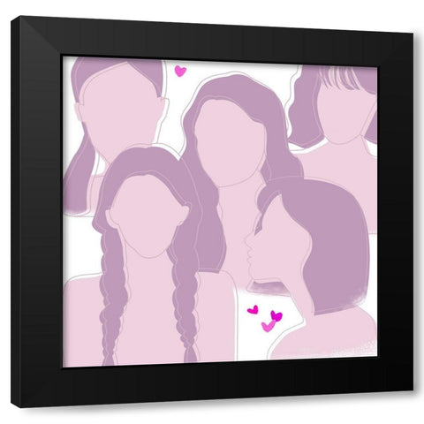 Happy Galentines Day III Black Modern Wood Framed Art Print by Wang, Melissa