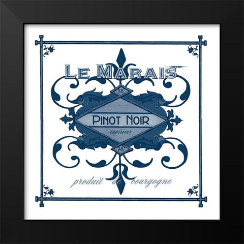 Indigo Wine Labels II Black Modern Wood Framed Art Print by Vess, June Erica