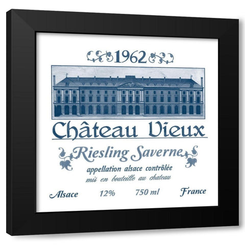 Indigo Wine Labels VII Black Modern Wood Framed Art Print with Double Matting by Vess, June Erica