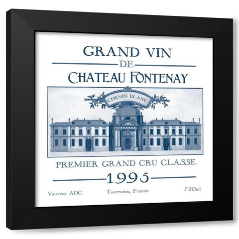 Indigo Wine Labels IX Black Modern Wood Framed Art Print with Double Matting by Vess, June Erica