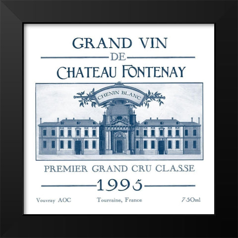 Indigo Wine Labels IX Black Modern Wood Framed Art Print by Vess, June Erica