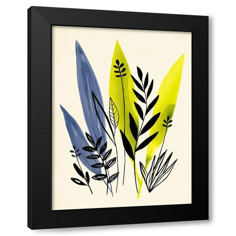 Dancing Leaf Collage I Black Modern Wood Framed Art Print with Double Matting by Warren, Annie