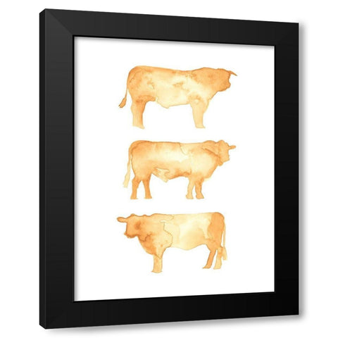 Hereford Trio II Black Modern Wood Framed Art Print with Double Matting by Green, Jacob