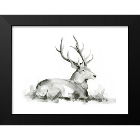 Recumbent Stag I Black Modern Wood Framed Art Print by Green, Jacob