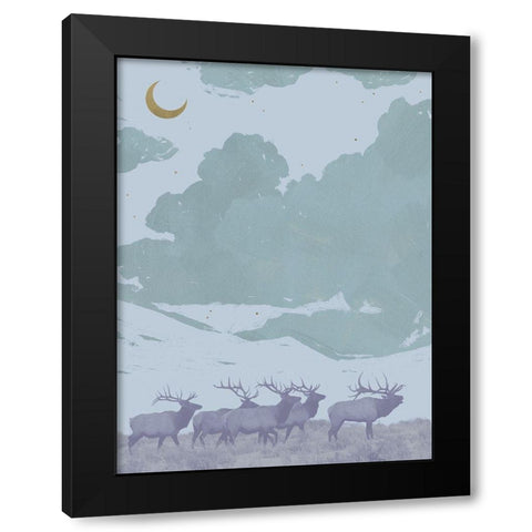 Pop Art Elk I Black Modern Wood Framed Art Print with Double Matting by Green, Jacob