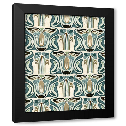 Deco Parlor Pattern II Black Modern Wood Framed Art Print by Vess, June Erica