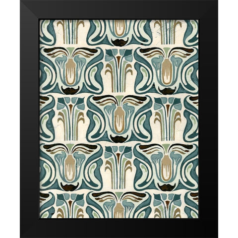 Deco Parlor Pattern II Black Modern Wood Framed Art Print by Vess, June Erica